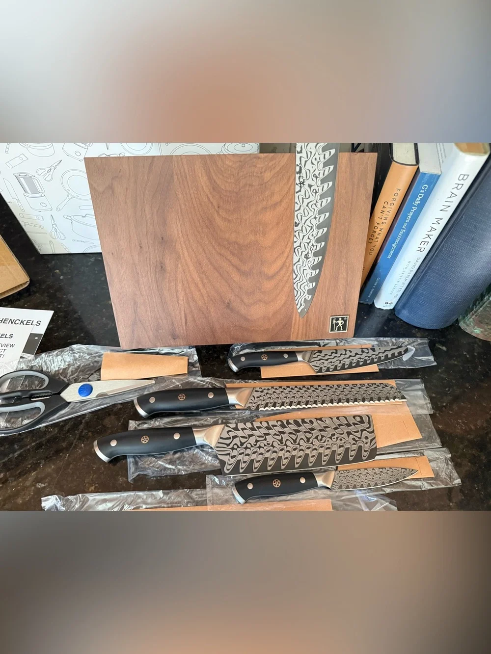 Pro 7-Piece Knife Set with Black Handles and Bamboo Block